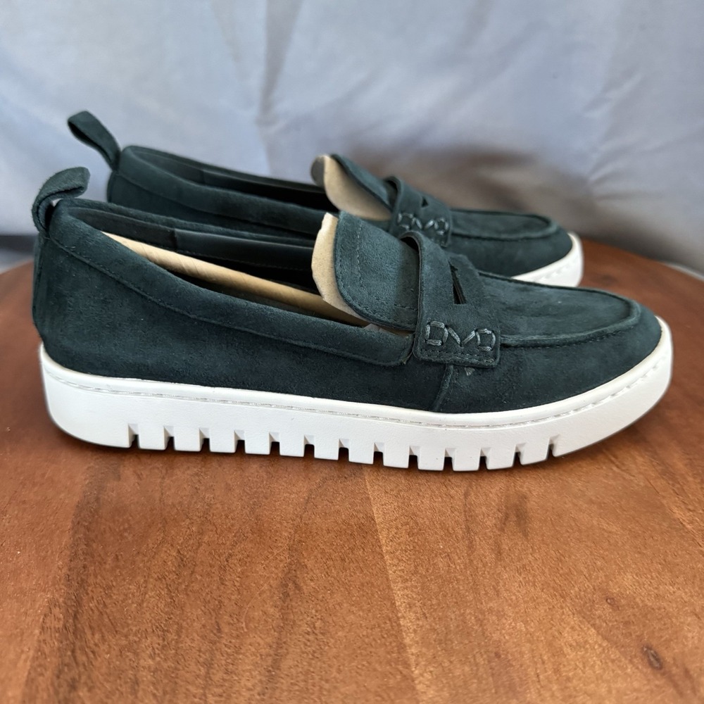 Vionic Uptown Penny Loafer Dark Green Suede Orthotic Slip On Sneaker Women 5Wide